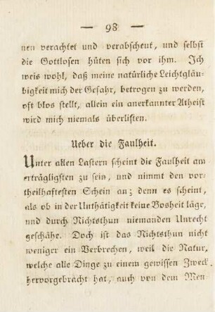 Ueber die Faulheit