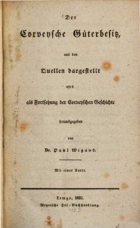 Der Corvey'sche Güterbesitz