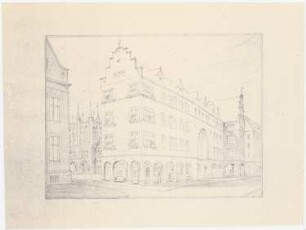 Markt, Lübeck: Perspektivische Ansicht der Südostecke (Variante) (vergl. Inv.Nr. 43628 und 43629) (ohne Maßstab)