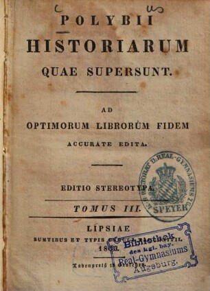 Historiarum quae supersunt : ad optimorum librorum fidem accurate edita. 3