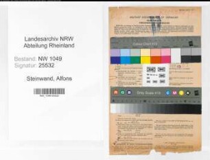 Entnazifizierung Alfons Steinwand , geb. 04.08.1914 (Volkswirt)