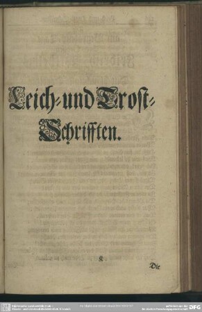 Leich- und Trost-Schrifften