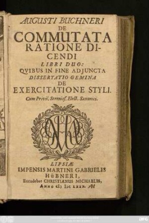 Augusti Buchneri De Commutata Ratione Dicendi Libri Duo