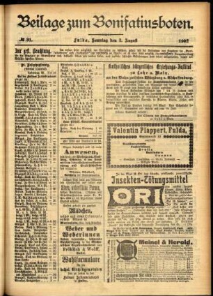 Zweite Ausgabe vom Sonntag, den 03. August 1902.