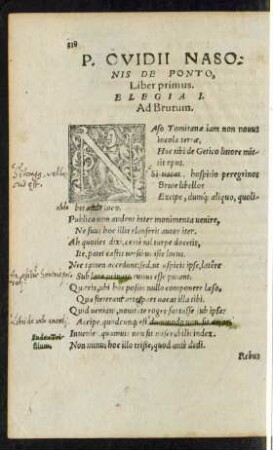 P. Ovidii Nasonis De Ponto, Liber primus.