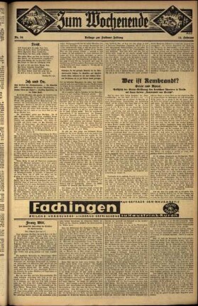 Zweite Ausgabe vom Sonntag, den 11. Februar 1934.