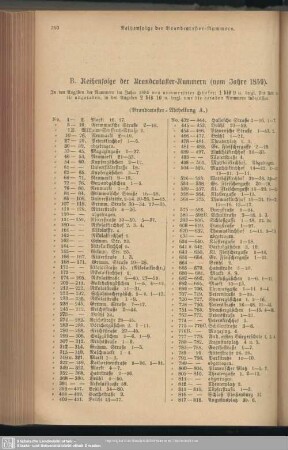 B. Reihenfolge der Brandcataster-Nummern (vom Jahre 1859)