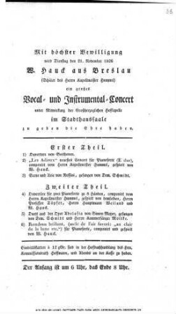 Großes Vocal= und Instrumental=Concert