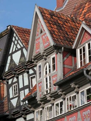 Quedlinburg - Fachwerkhäuser am Markt : Historische Fachwerkbauten, aufgenommen in der Weltkulturerbestadt Quedlinburg, ca. 2004