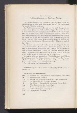 Verzeichnis der Veröffentlichungen von Professor Köppen