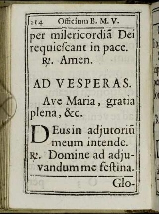 Ad Vesperas.