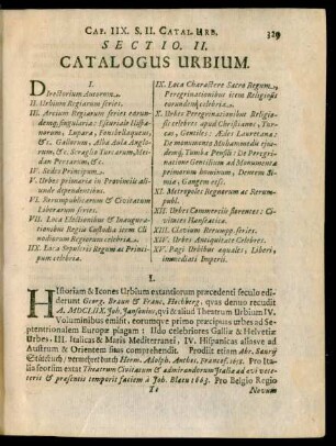 Sectio. II. Catalogus Urbium.