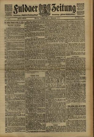 Erste Ausgabe vom Samstag, den 02. Dezember 1911.