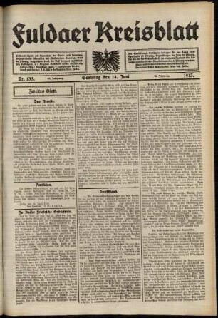 Zweite Ausgabe vom Samstag, den 14. Juni 1913.