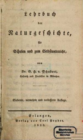 Lehrbuch der Naturgeschichte für Schulen und zum Selbstunterricht