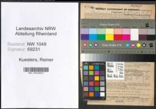 Entnazifizierung Reiner Kuesters , geb. 23.03.1902 (Bankangestellter)