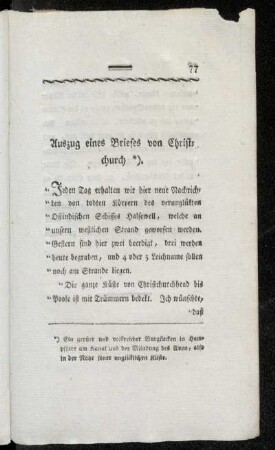 Auszug eines Briefes von Christchurch.