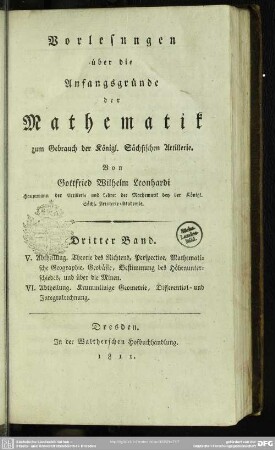 3: Vorlesungen über die Anfangsgründe der Mathematik