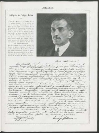 Autógrafo de Enrique Molina
