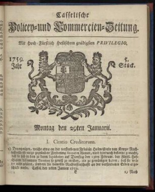 5. Stueck, Montag den 29ten Januarii 1759