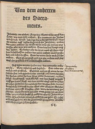 Von dem anbetten des Sacraments.