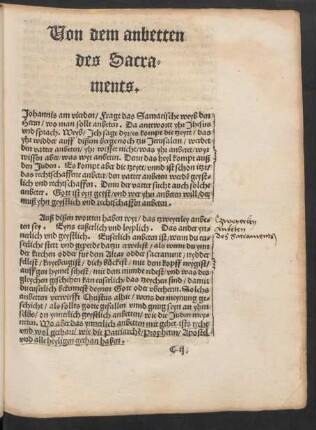 Von dem anbetten des Sacraments.