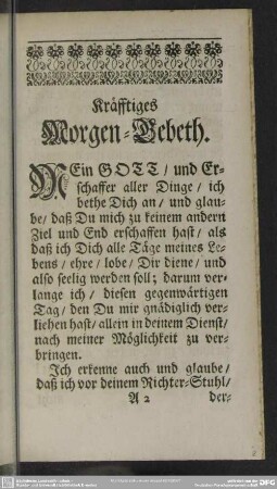 Kräfftiges Morgen-Gebeth