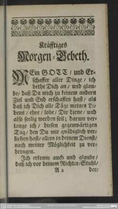 Kräfftiges Morgen-Gebeth