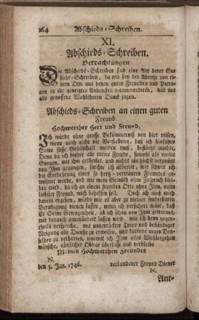 XI. Abschieds-Schreiben.