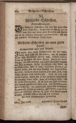 XI. Abschieds-Schreiben.