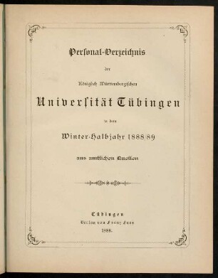 Studierendenverzeichnis 1888/89
