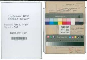 Entnazifizierung Erich Langhorst , geb. 23.11.1908 (Angestellter)