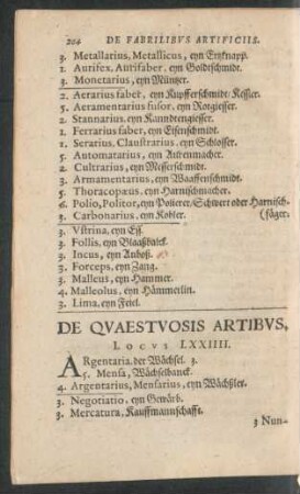 De Quaestuosis Artibus. Locus LXXIIII.