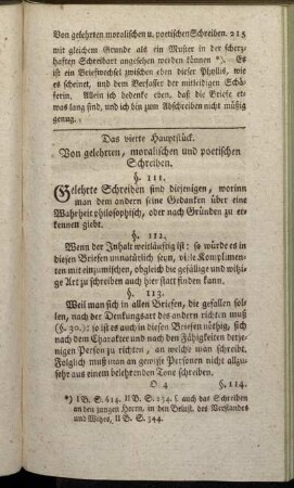 Das vierte Hauptstück. Von gelehrten, moralischen und poetischen Schreiben.