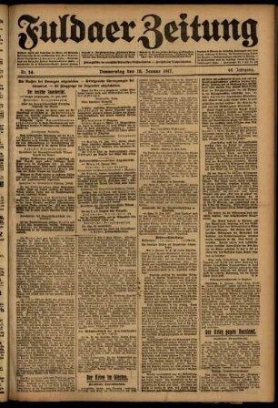 Ausgabe vom Donnerstag, den 18. Januar 1917.