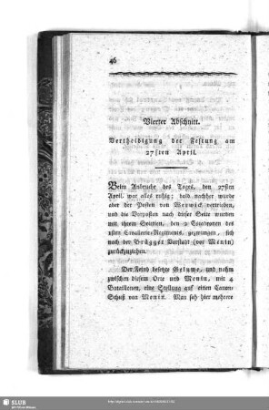 Vierter Abschnitt. Vertheidigung der Festung am 27sten April