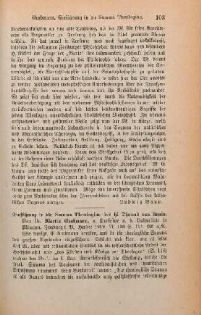 103-105 [Rezension] Grabmann, Martin, Einführung in die Summa Theologiae des hl. Thomas von Aquin