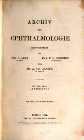 Archiv für Ophthalmologie. 3. 1857