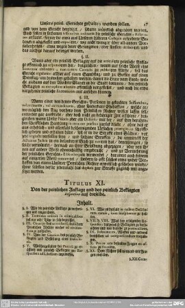 Titulus XI. Von der peinlichen Anklage und des peinlich Beklagten Responsion auf dieselbe