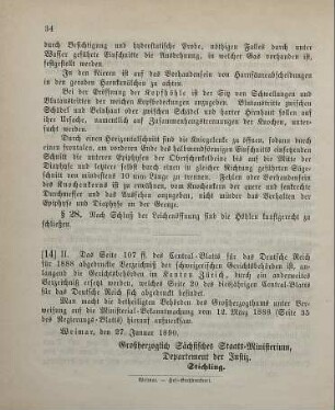 14. Ministerial-Bekanntmachung, Abänderung des Verzeichnisses der schweizerischen Gerichtsbehörden betreffend