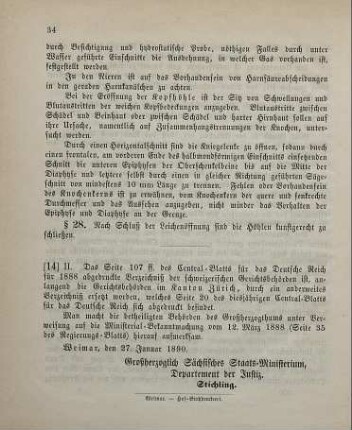 14. Ministerial-Bekanntmachung, Abänderung des Verzeichnisses der schweizerischen Gerichtsbehörden betreffend