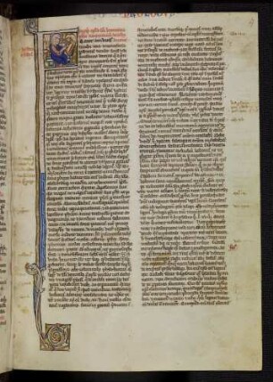 Historisierte Initiale (Brief des Hieronymus an Paulinus): F(rater ambroius): Kirchenvater Hieronymus am Schreibpult