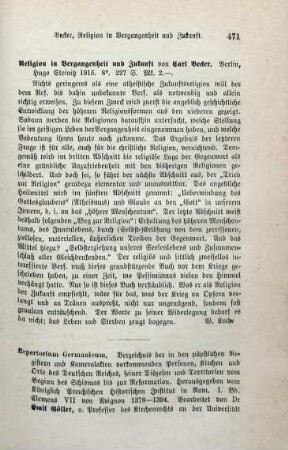 471 [Rezension] Becker, Carl, Religion in Vergangenheit und Zukunft