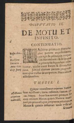 Disputatio IX. De Motu Et Infinito.