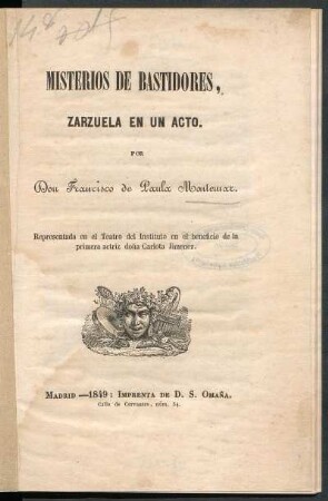 Misterios de bastidores : zarzuela en un acto