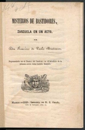 Misterios de bastidores : zarzuela en un acto