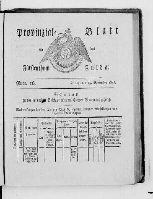 Num. 16., Ausgabe vom 29. September 1815