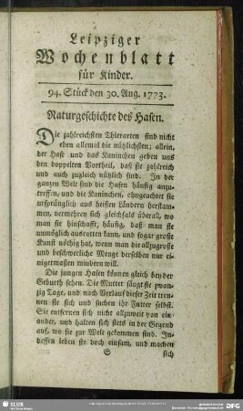 94. Stück den 30. Aug. 1773
