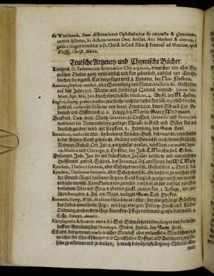 Teutsche Artzeney- und Chymische Bücher.