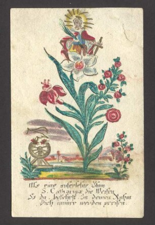 Kleines Andachtsbild mit Blumen und Heiligen (kleines Andachtsbild)